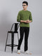 Men Olive Solid Round Neck Full Sleeve Sweaters/Pullovers