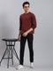 Men Maroon Solid Round Neck Full Sleeve Sweaters/Pullovers