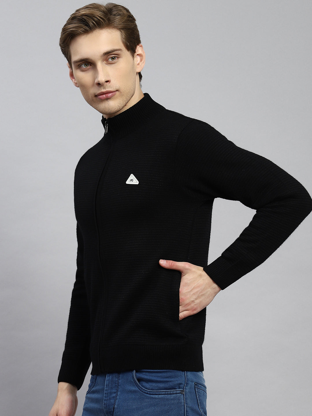 Men Black Solid Pullover