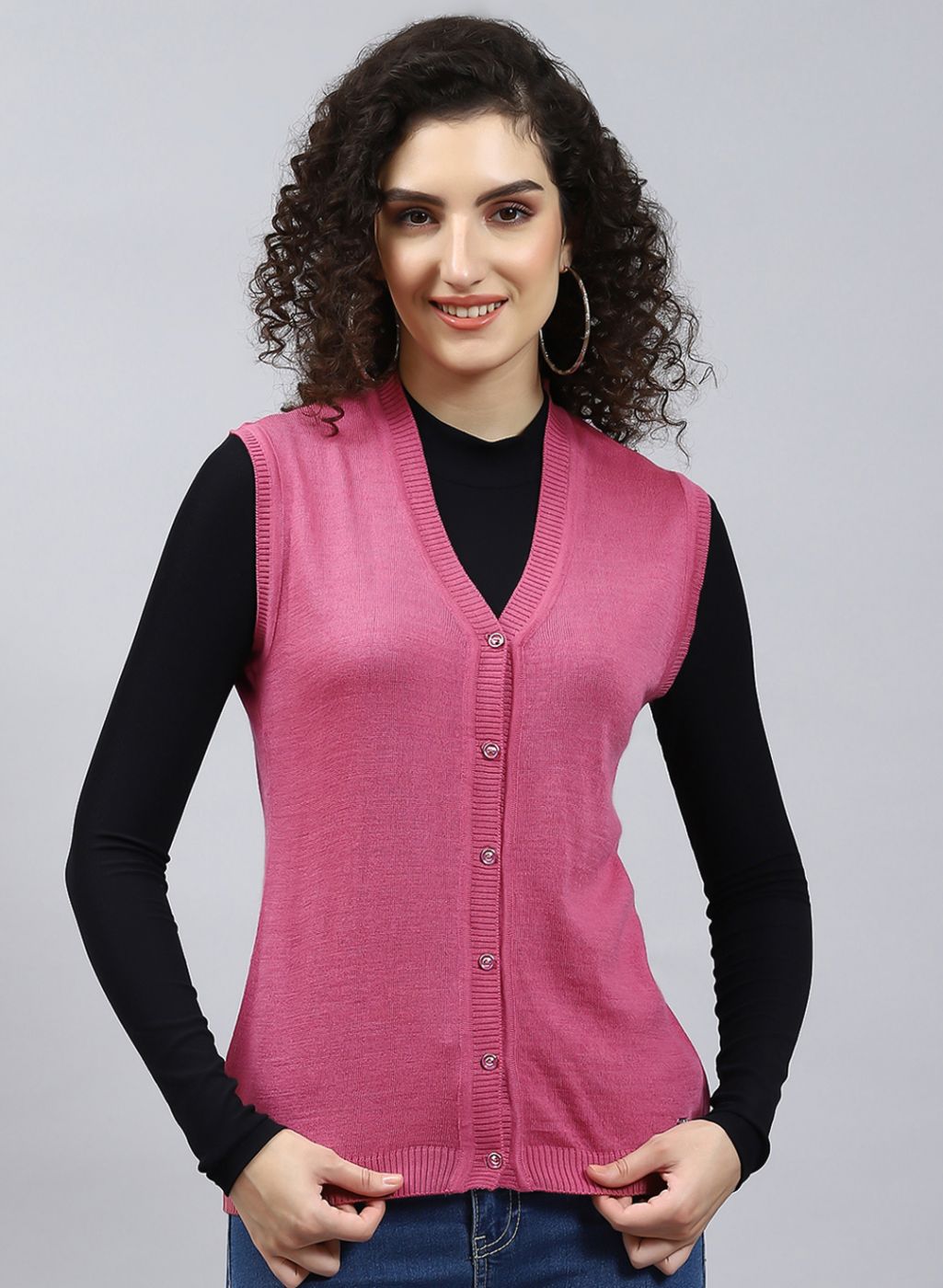 Women Red Solid Wool blend Cardigan