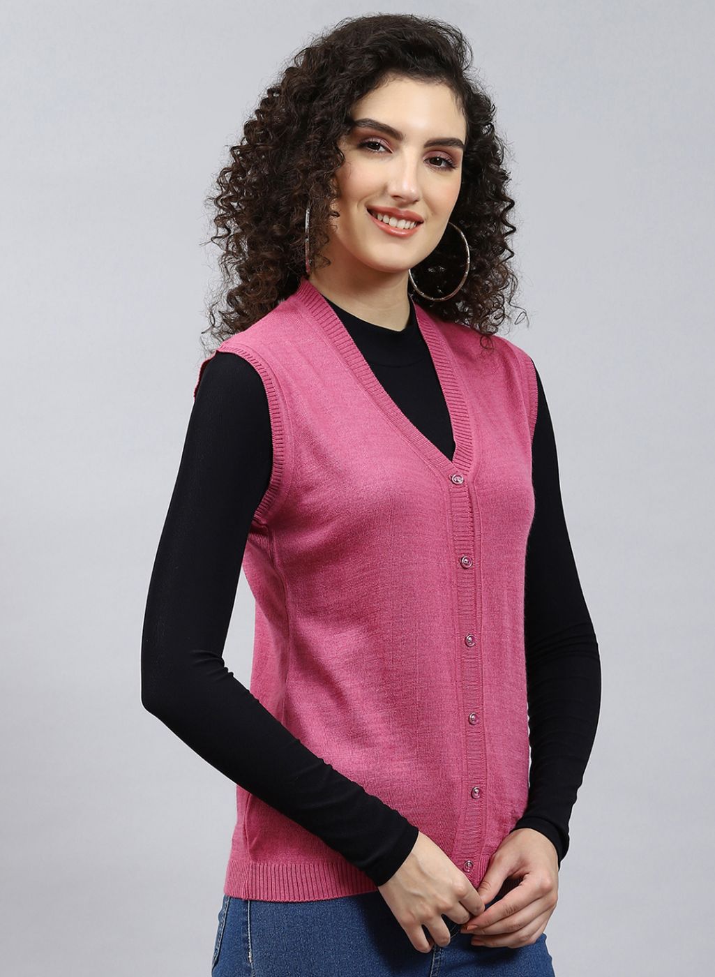 Women Red Solid Wool blend Cardigan