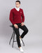 Men Maroon Solid V Neck Full Sleeve Sweaters/Pullovers