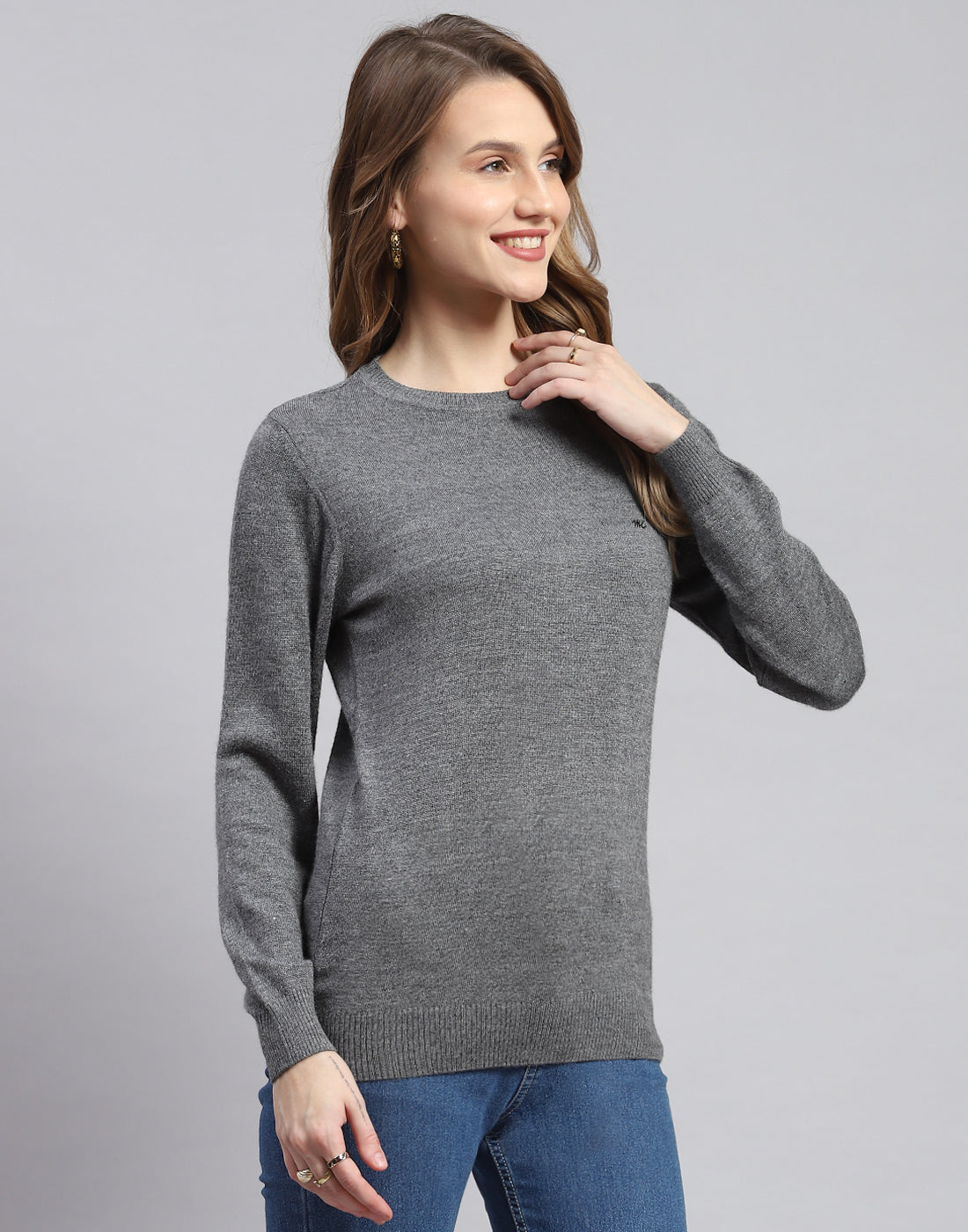 Ladies round neck on sale sweaters