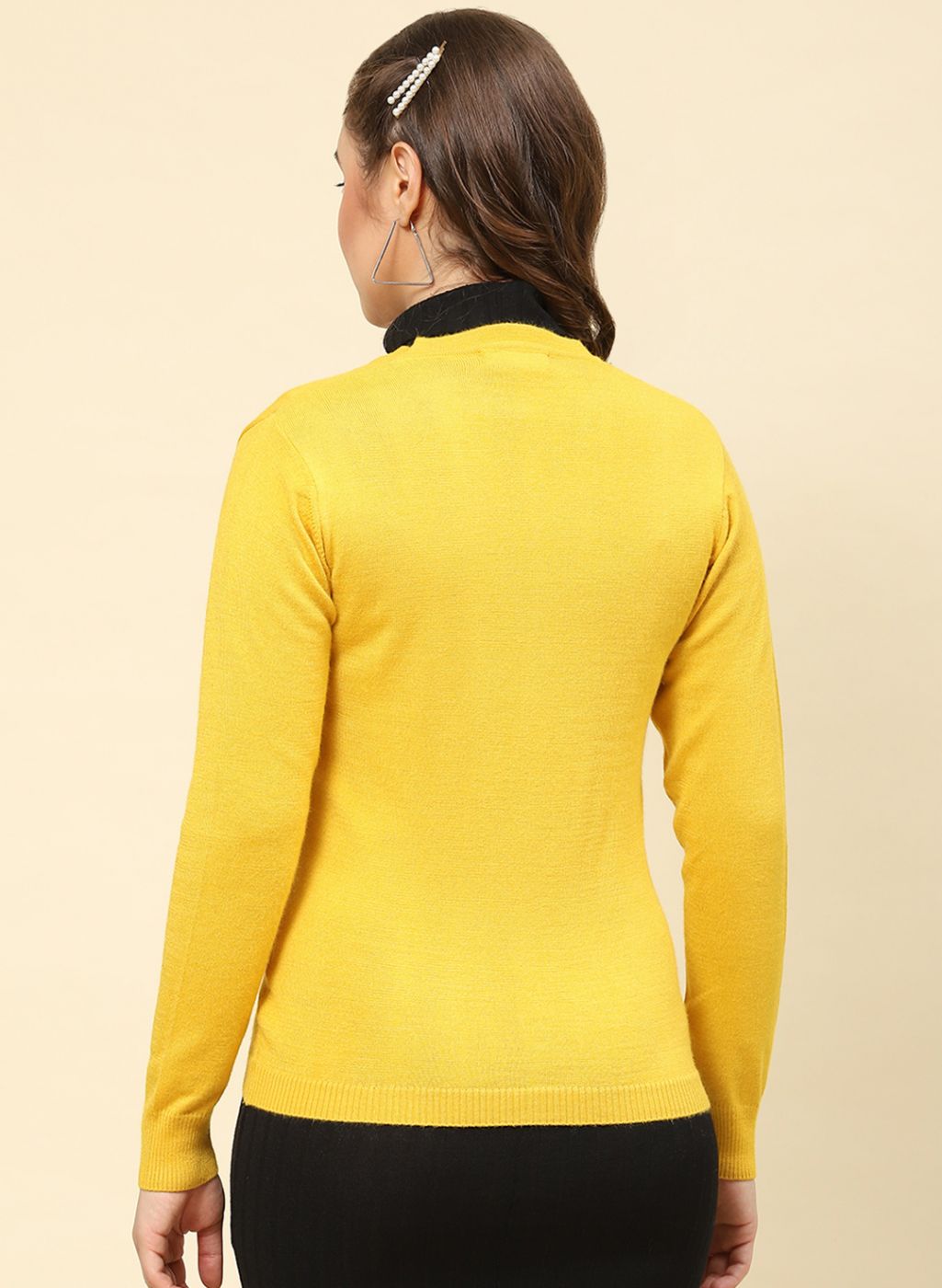 Women Yellow Solid Modal Nylone Cardigan