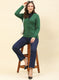 Women Green Solid Modal Nylone Cardigan