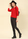 Women Red Solid Modal Nylone Cardigan