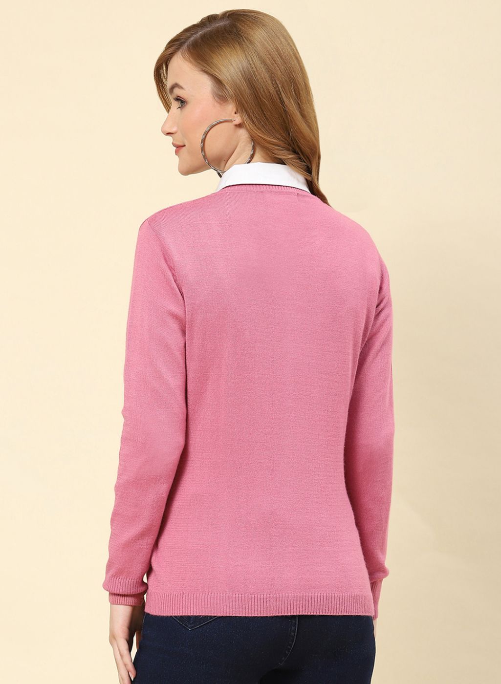 Women Pink Solid Modal Nylone Cardigan