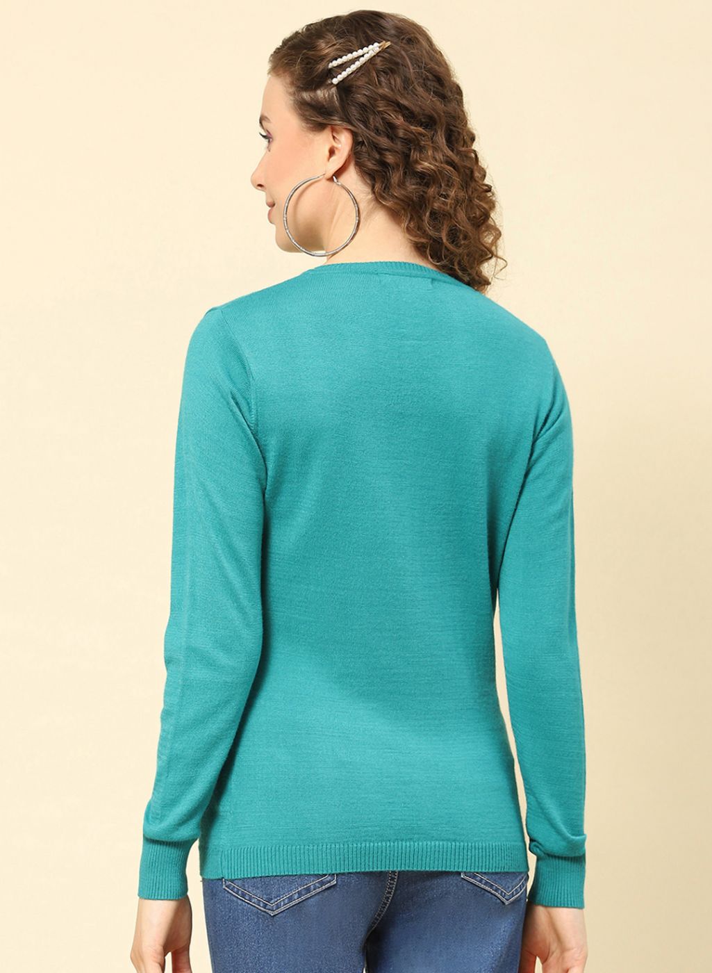 Women Green Solid Modal Nylone Cardigan