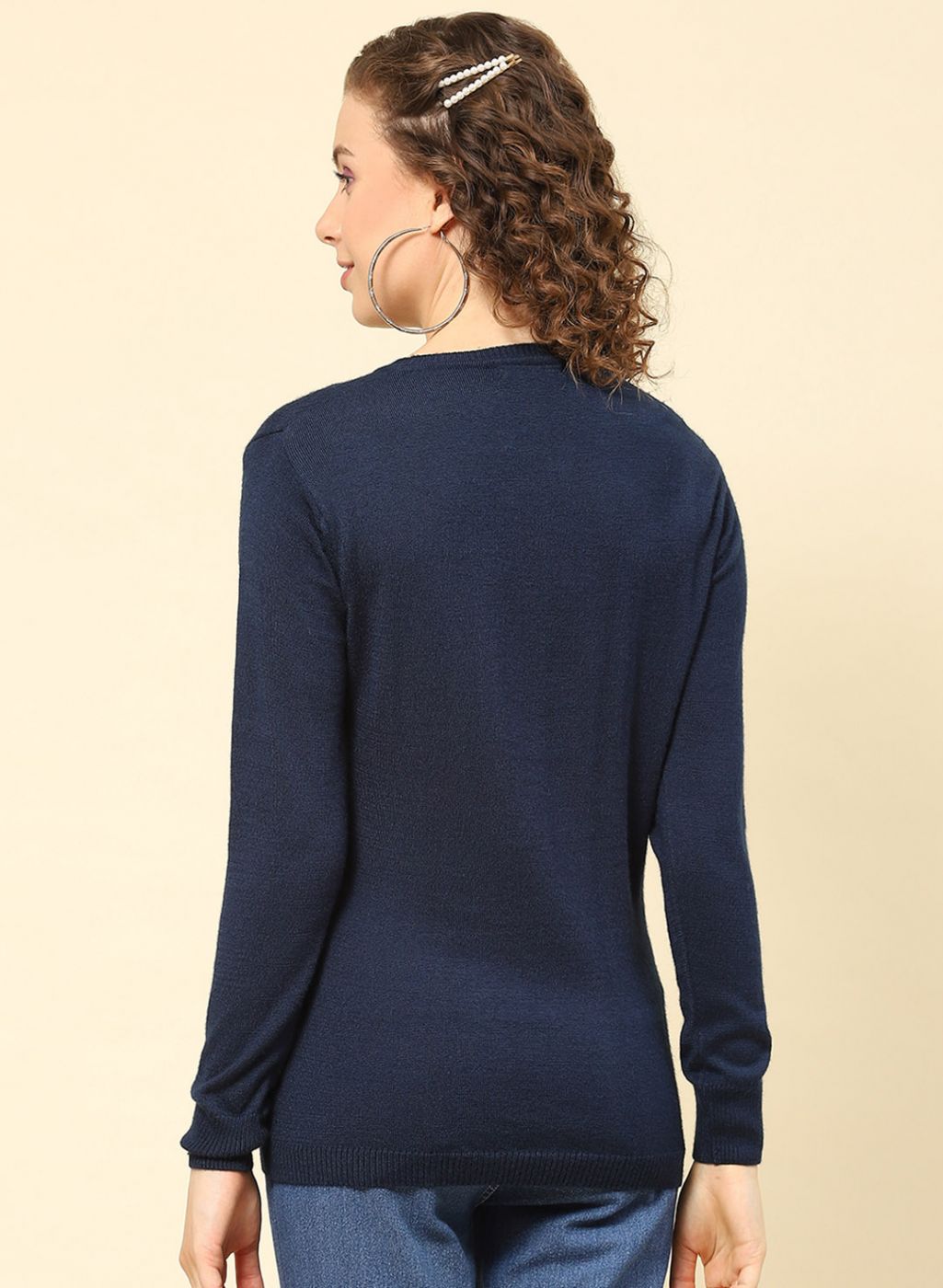 Women Blue Solid Modal Nylone Cardigan