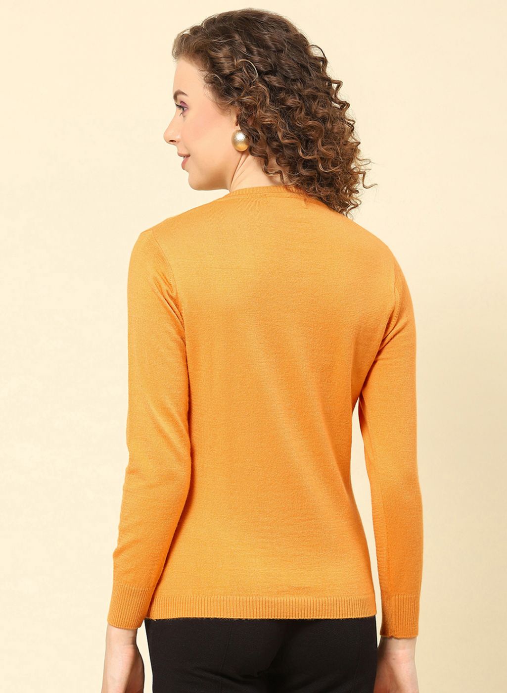 Women Mustard Solid Modal Nylone Cardigan