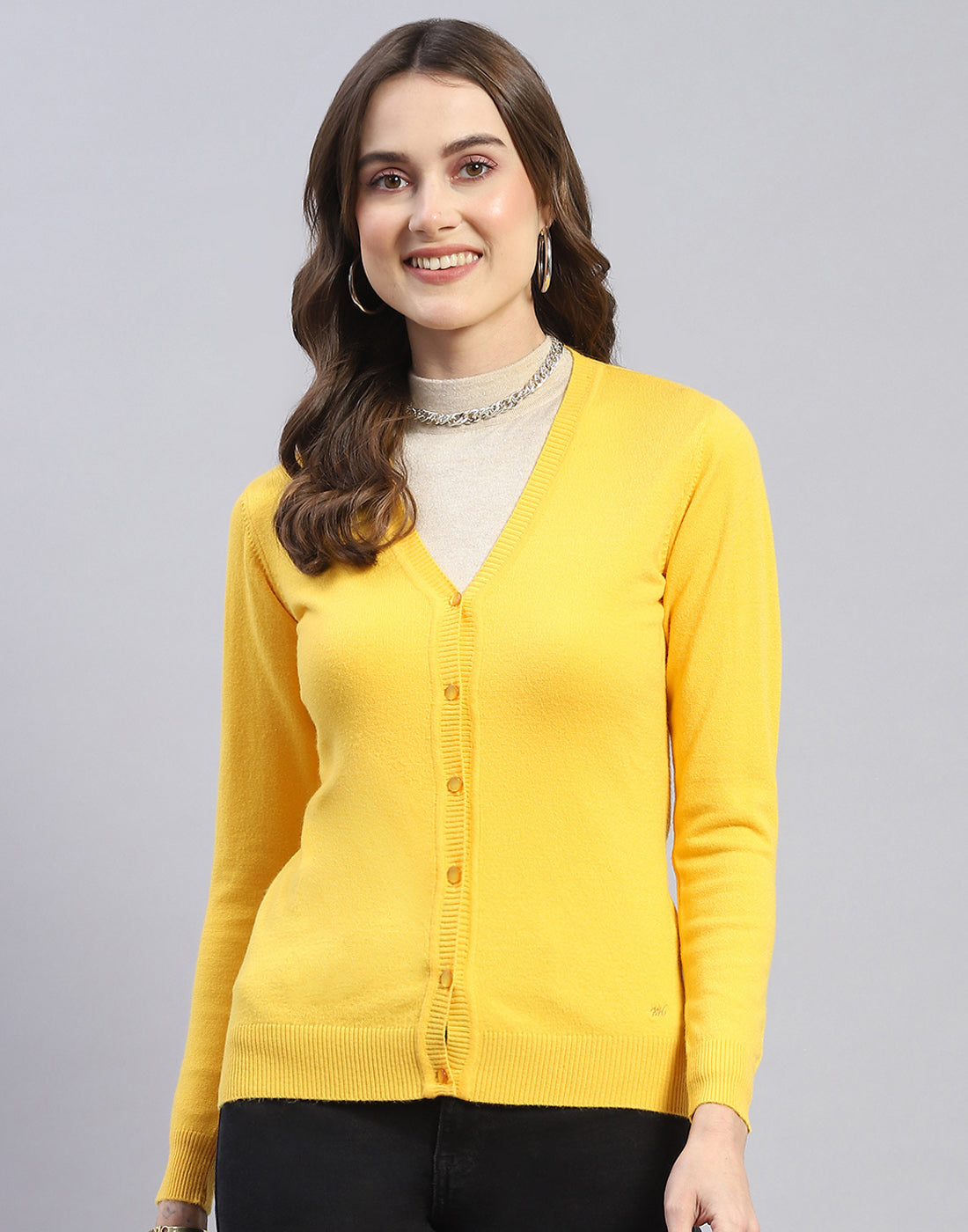 Yellow v clearance neck cardigan