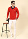 Men Red Self Design Pure wool Pullover