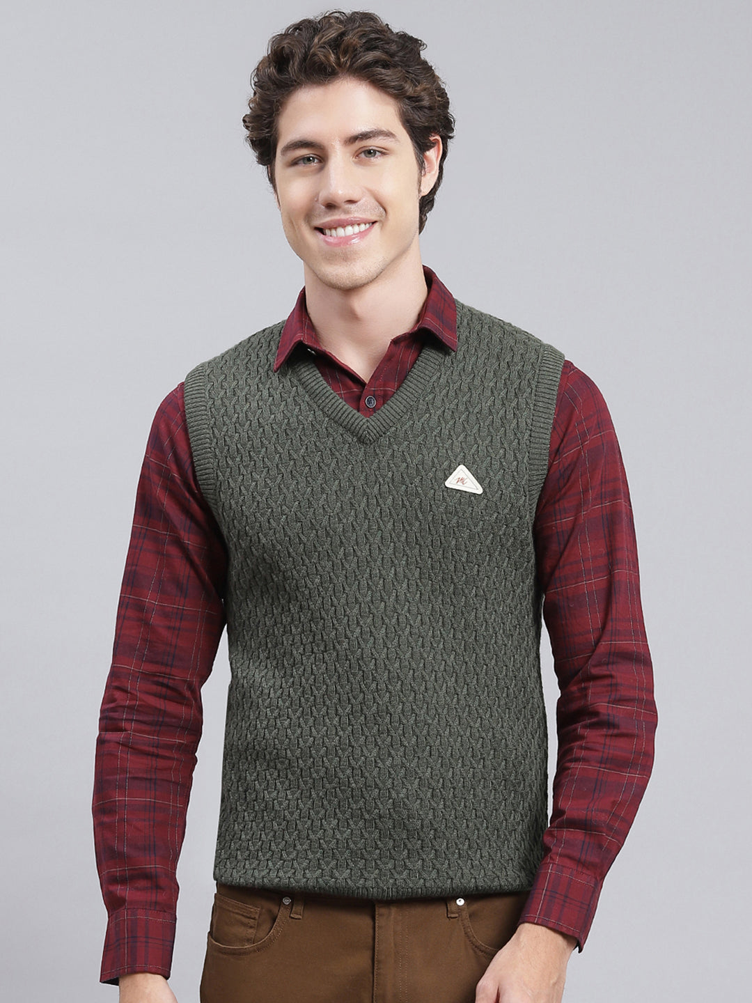 Men Green Self Design Wool blend Sweater