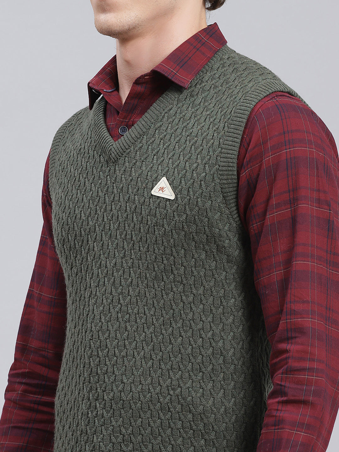 Men Green Self Design Wool blend Sweater