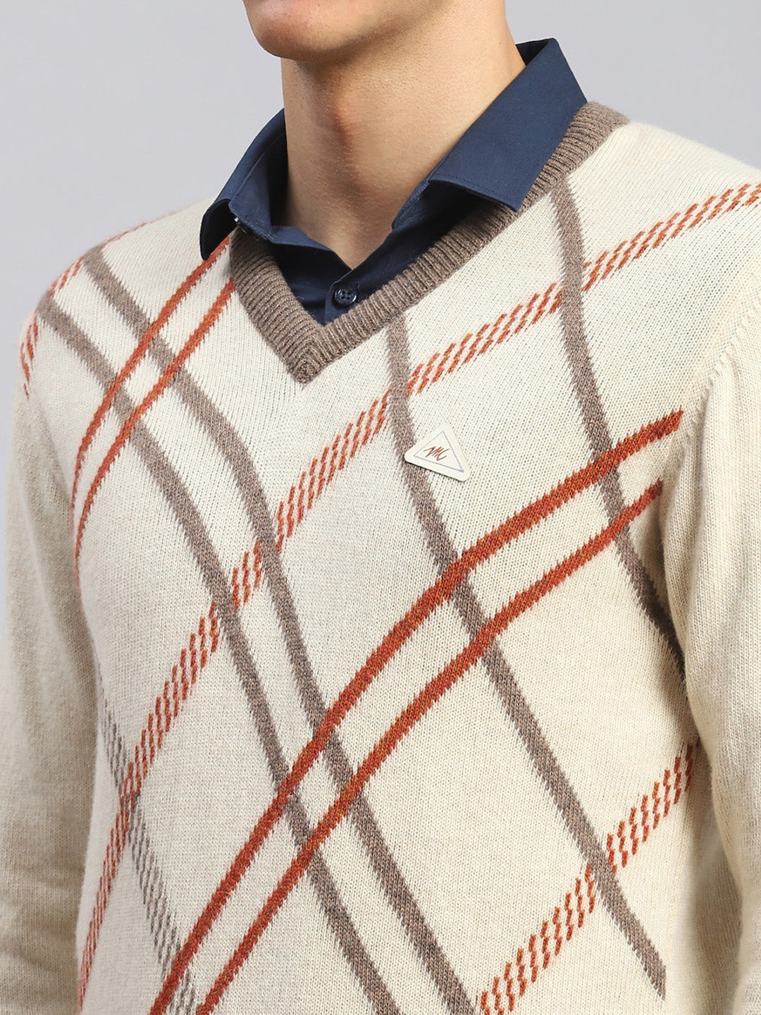 Men Multicolor Self Design Lamb wool Pullover