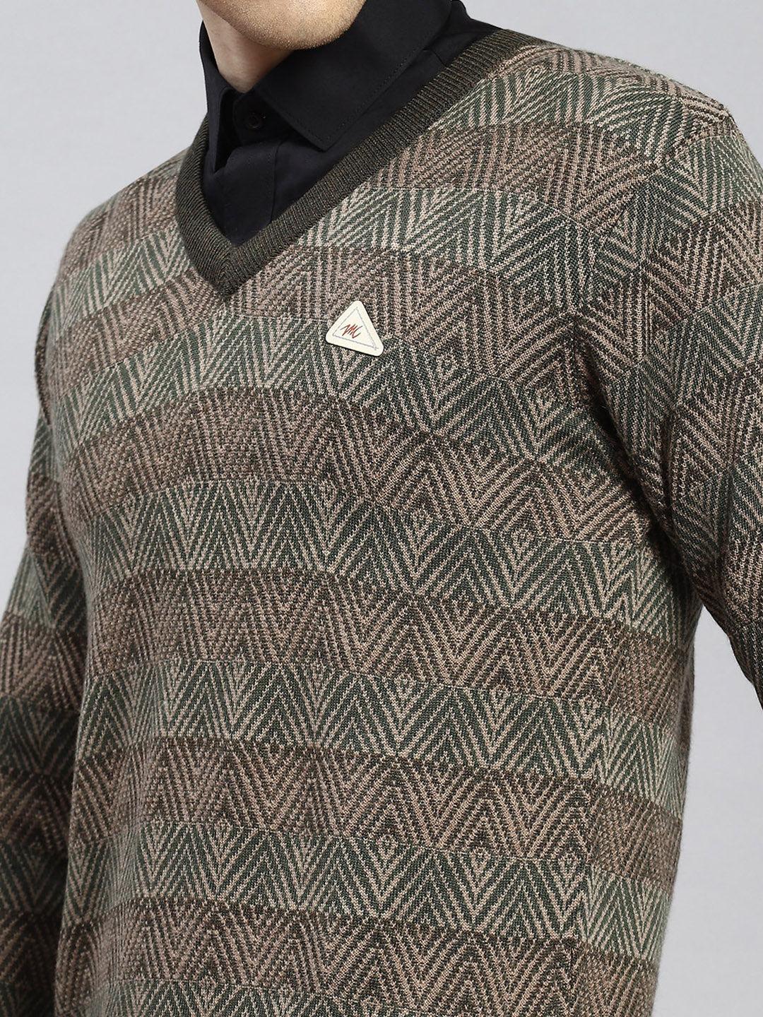 Men Green Jaquard Pullover