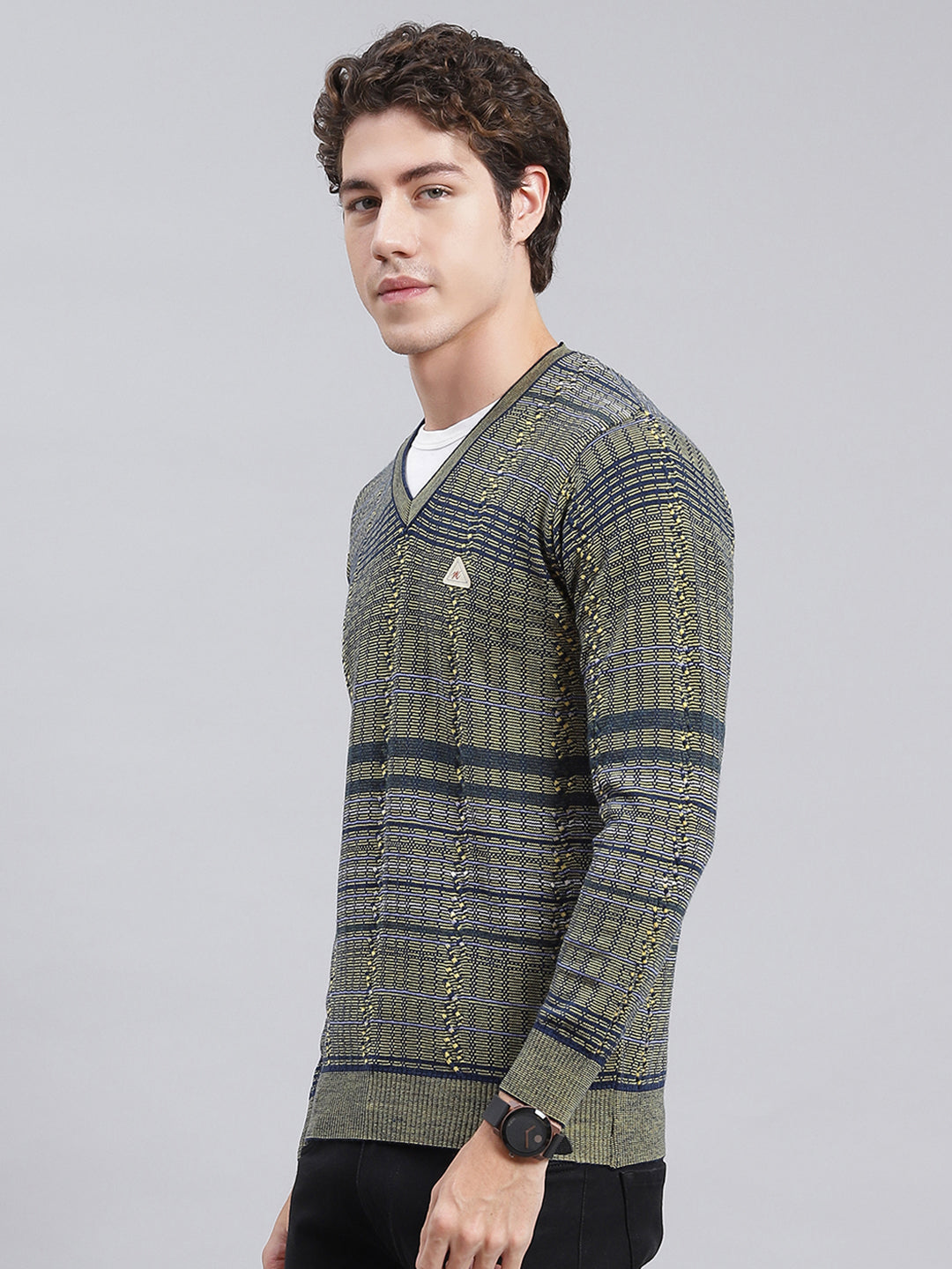 Men Multicolor Jaquard Wool blend Pullover