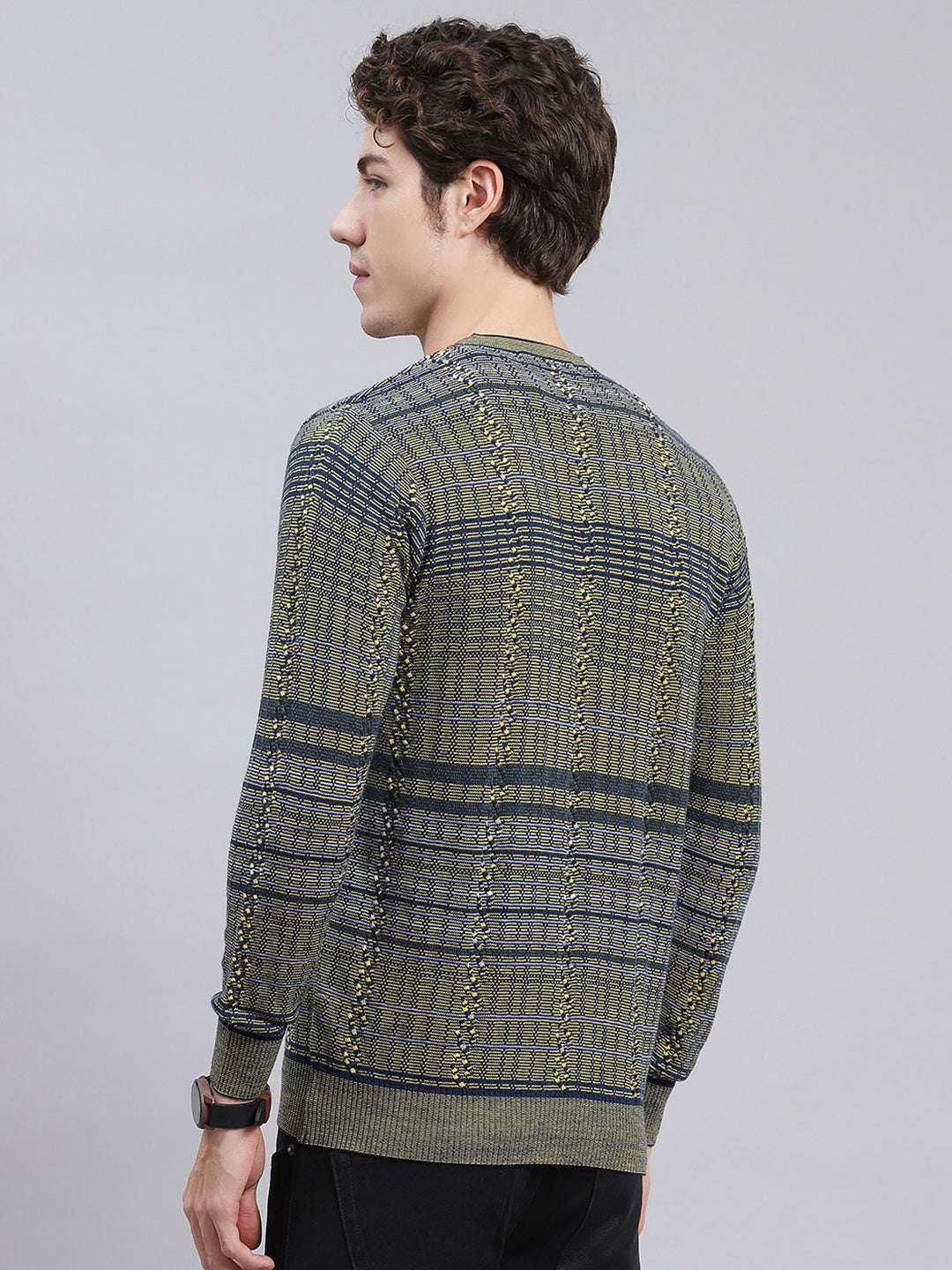 Men Multicolor Jaquard Wool blend Pullover