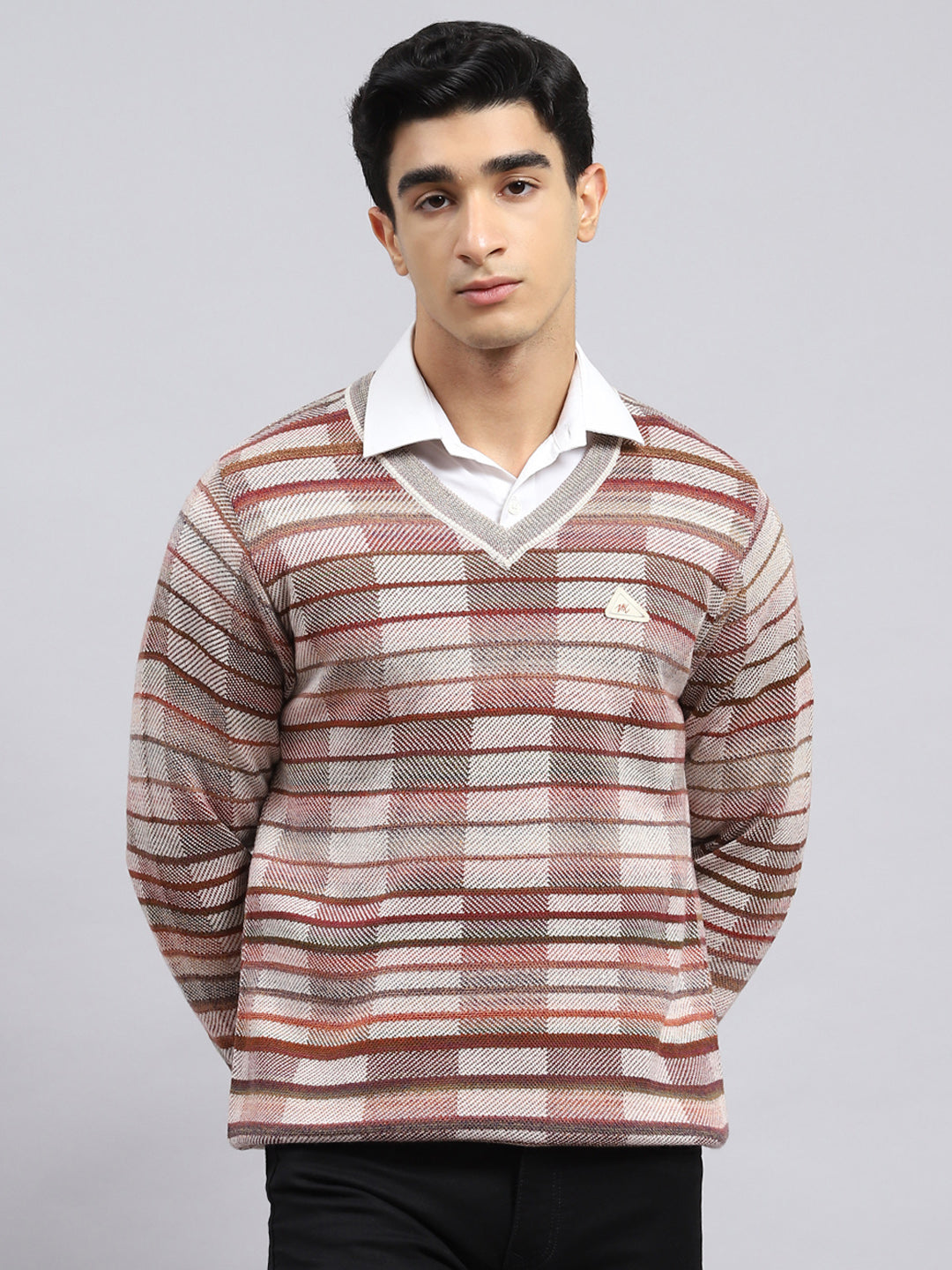 Men Cream Jaquard Pullover