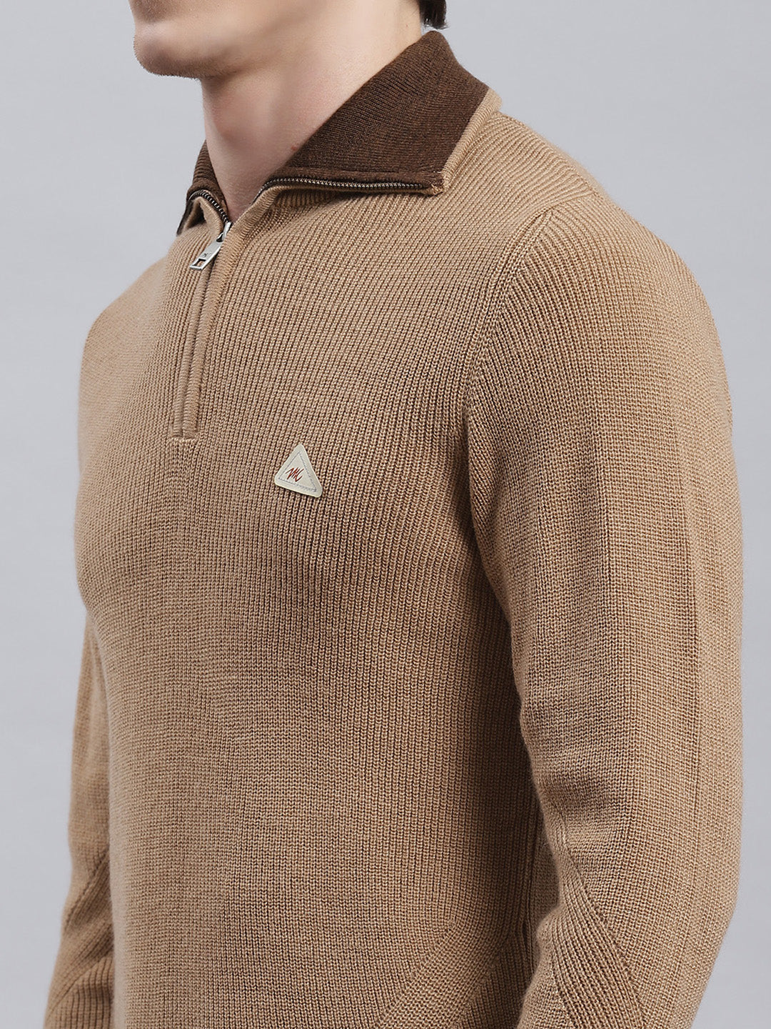 Men Brown Self Pullover