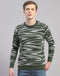 Men Green Printed Round Neck Full Sleeve Pullover