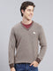 Men Brown Jaquard Wool blend Pullover