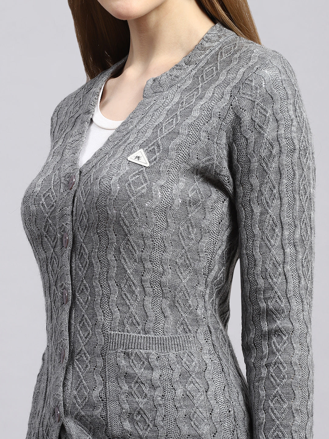 Women Grey Self Cardigan