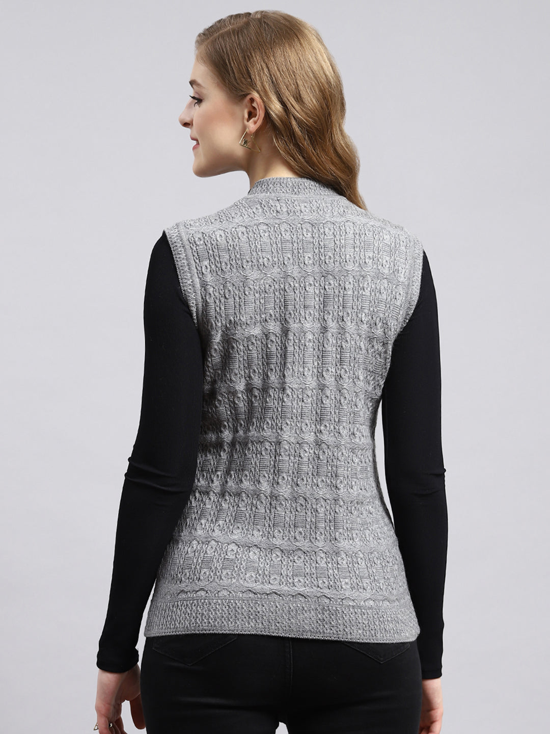 Women Grey Self Cardigan