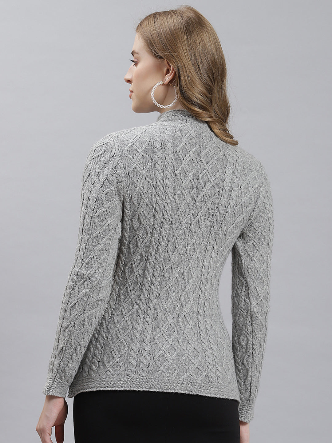 Women Grey Self Cardigan