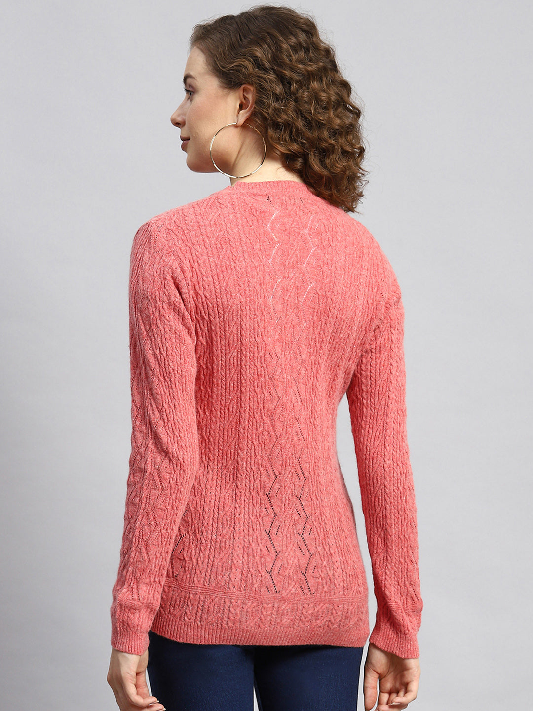 Women Peach Self Cardigan