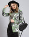 Women Green Printed V Neck Full Sleeve Cardigan