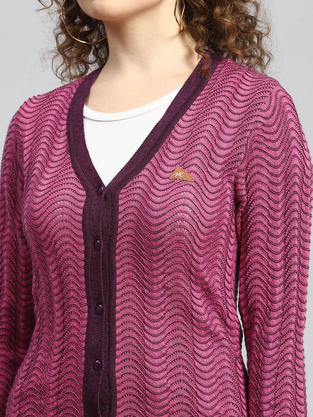 Women Pink Jaquard Cardigan