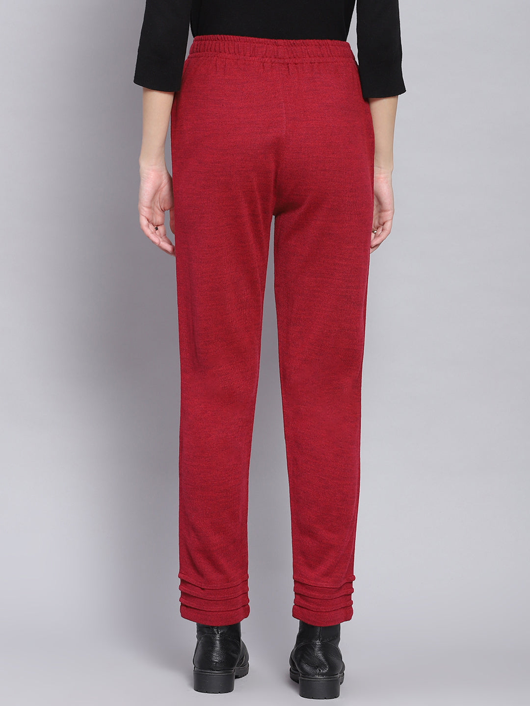 Women Red Solid Regular Fit Winter Lowers