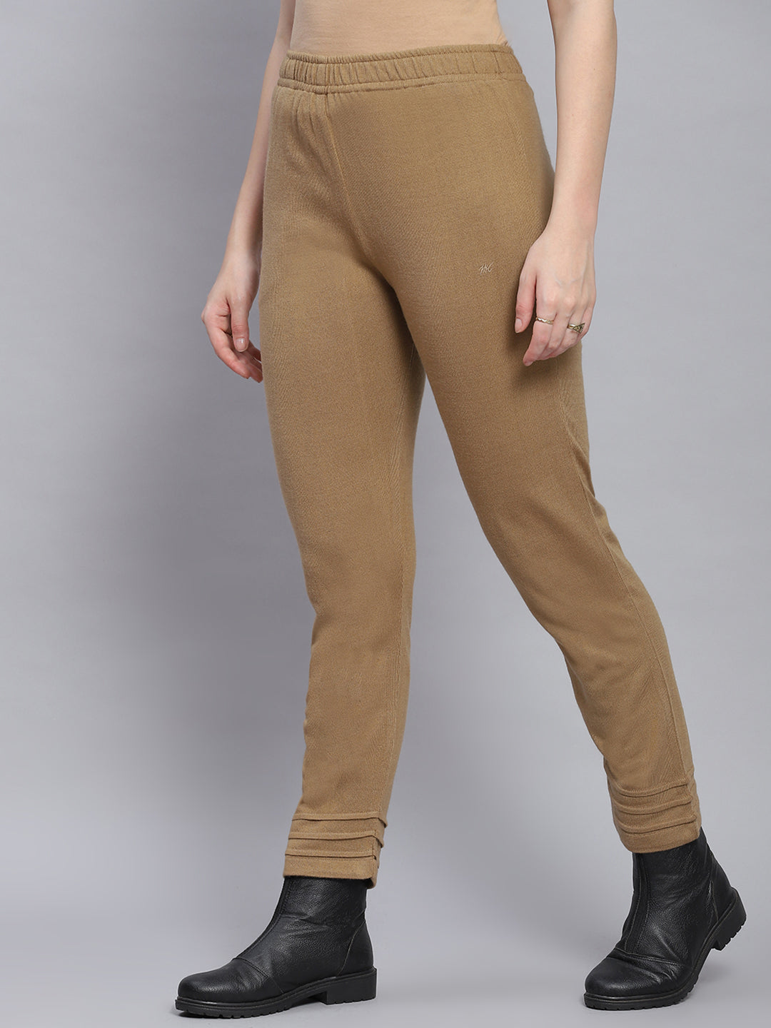 Women Brown Solid Regular Fit Winter Lowers