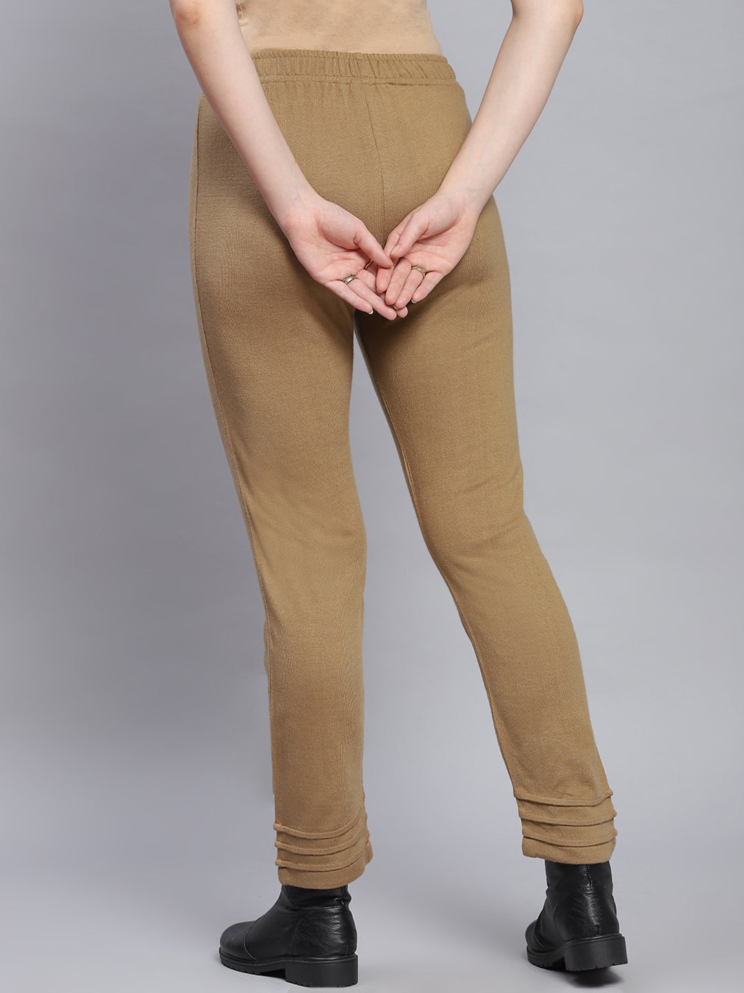 Women Brown Solid Regular Fit Winter Lowers