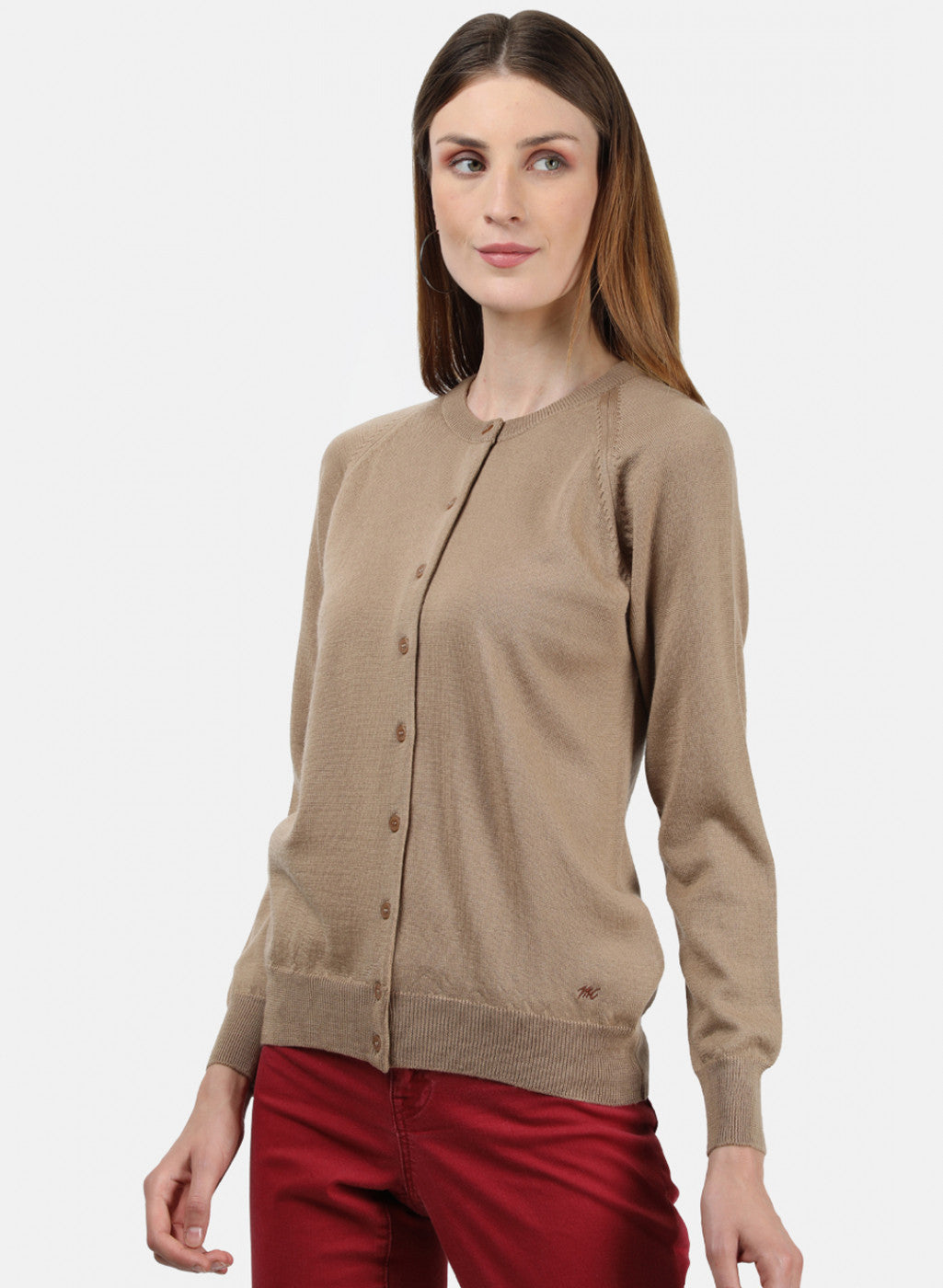 Women Beige Solid Cardigan