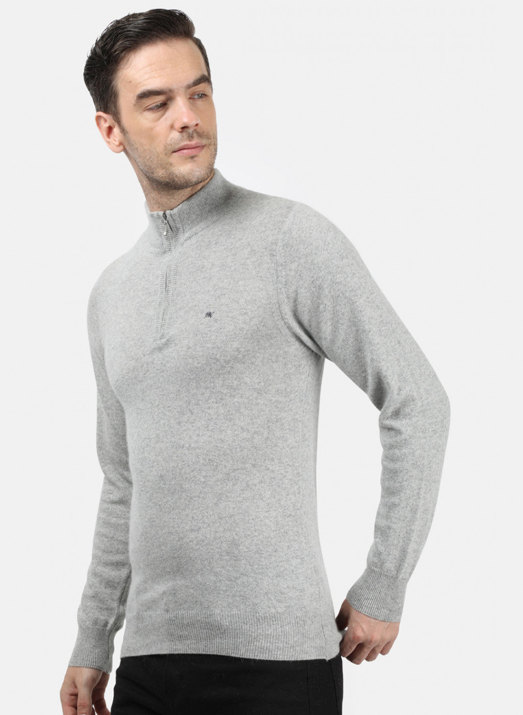 Men Light Grey Solid Pullover