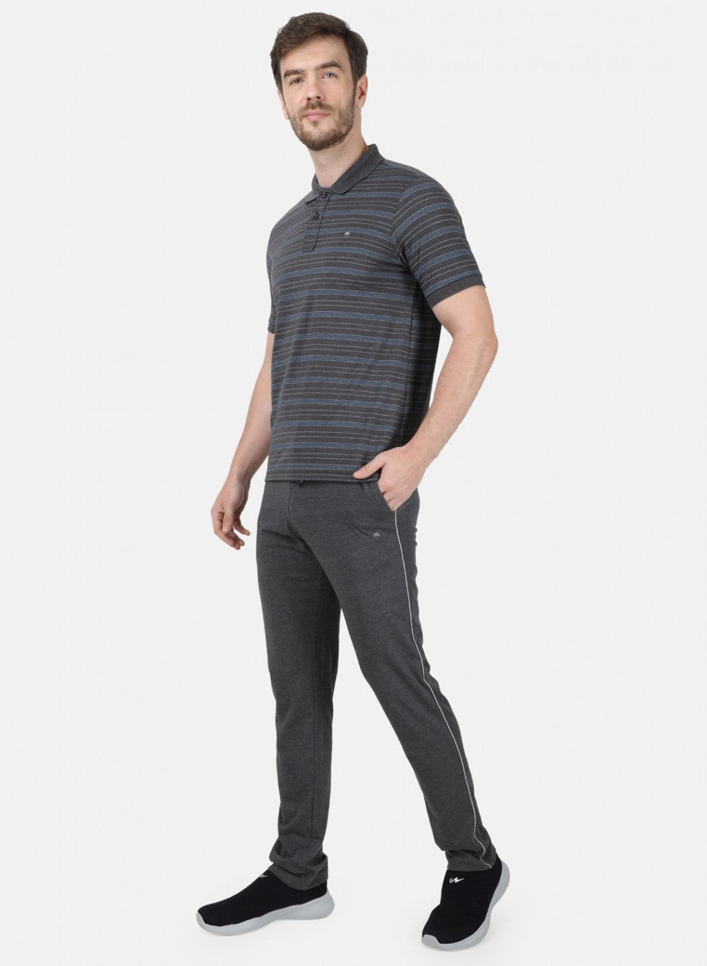 Mens Grey Stripe Lower Set