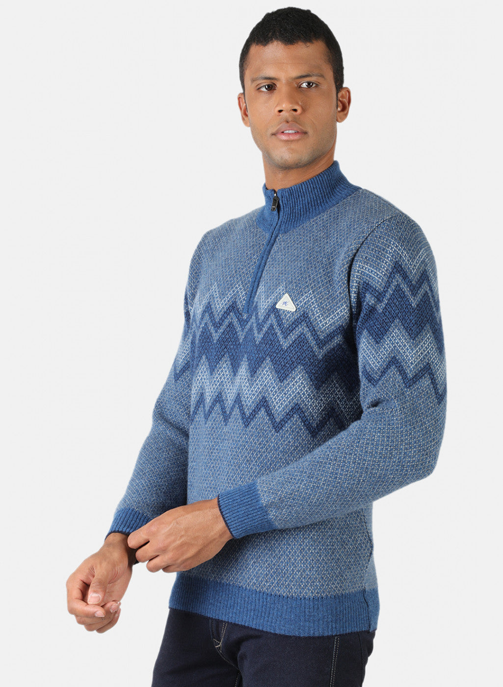 Men Blue Solid Pullover