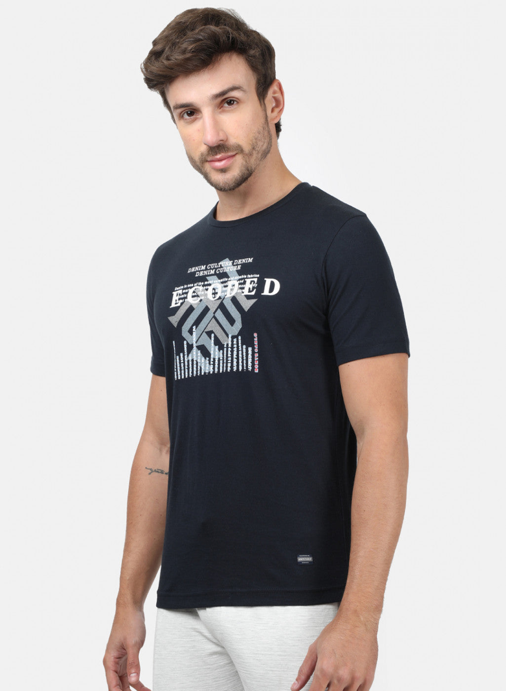 Mens NAvy Blue Printed T-Shirt