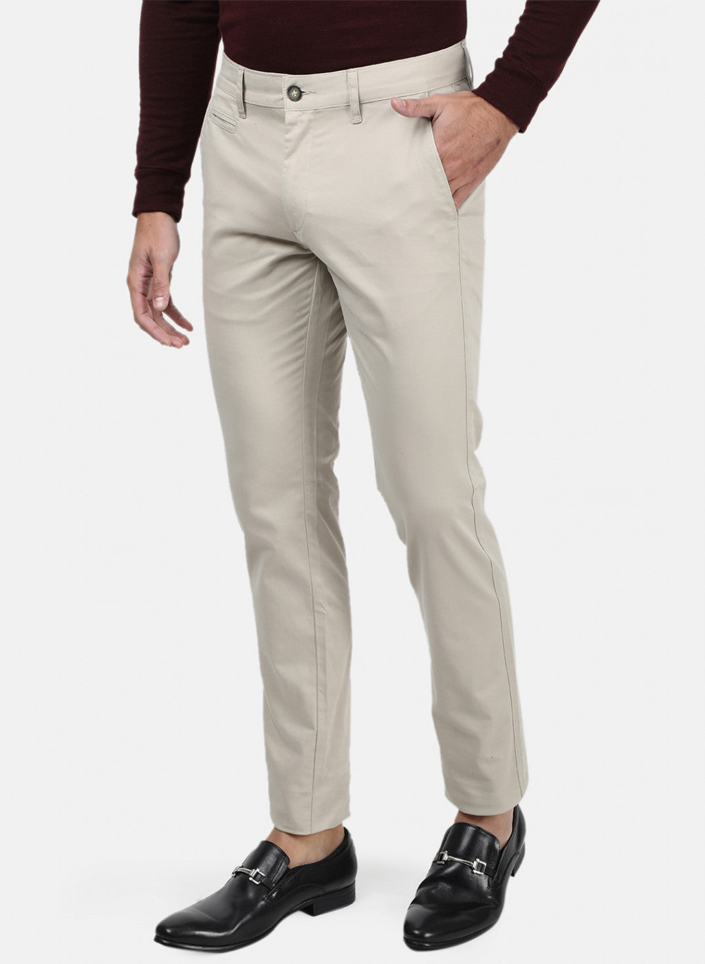 Men Grey Plain Trousers