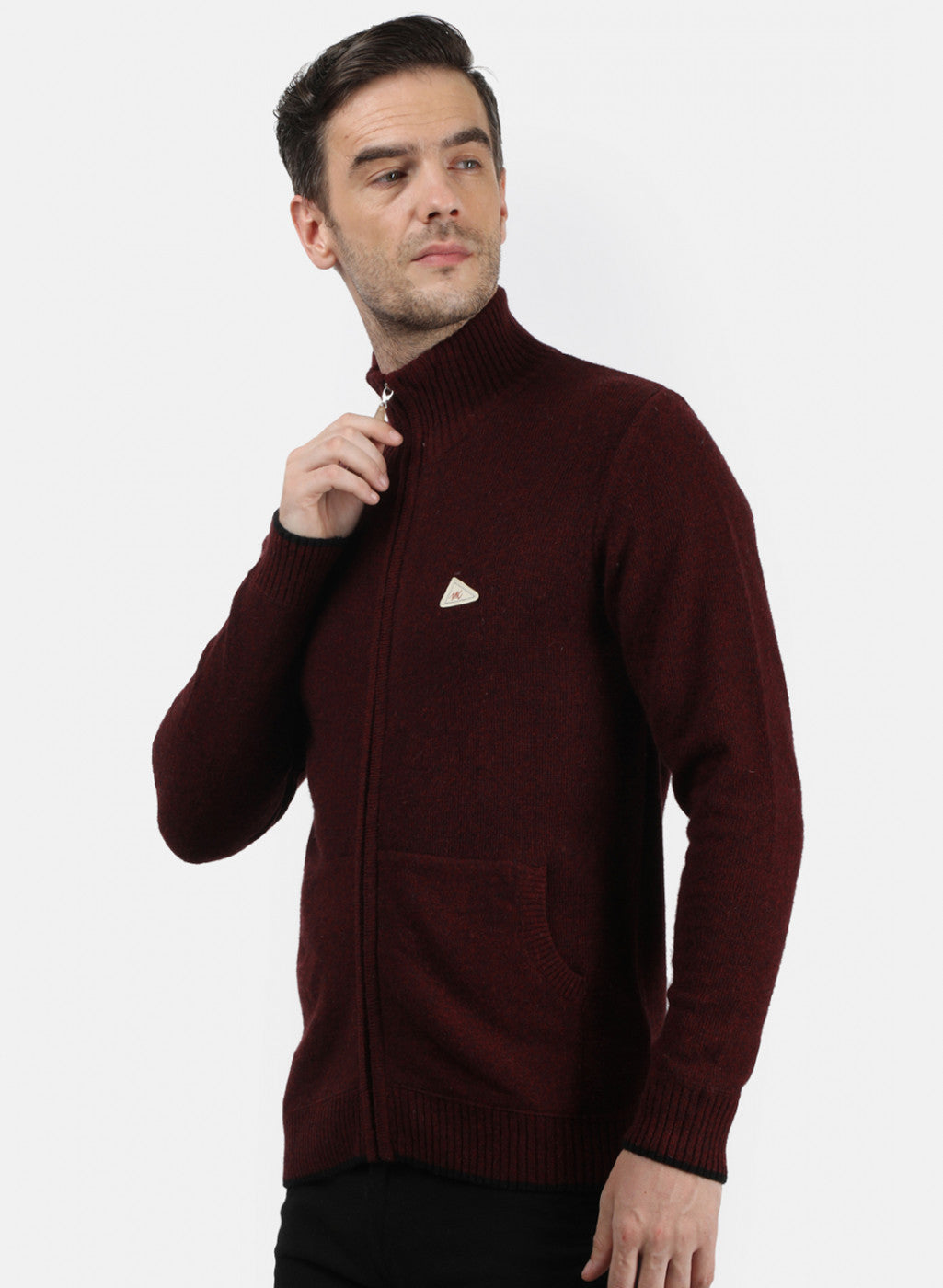 Men Maroon Solid Pullover