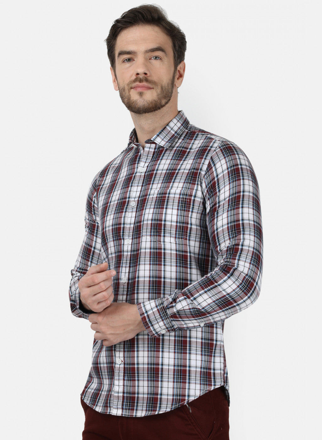 Mens Orange Check Shirt