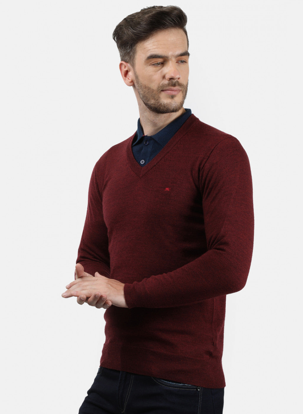 Men Maroon Solid Pullover