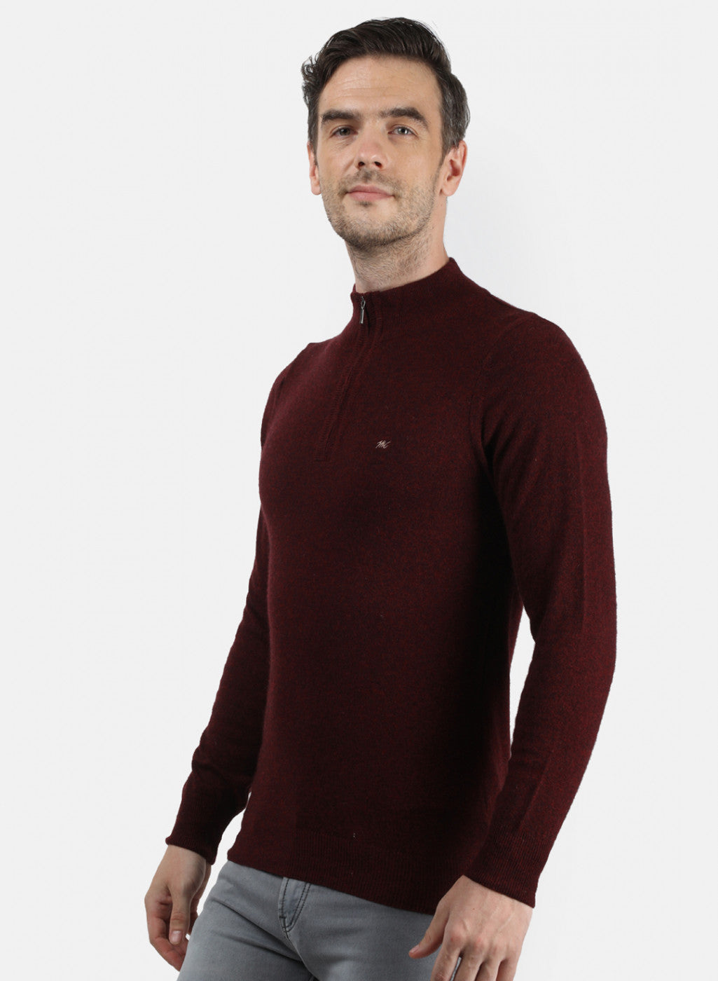 Men Maroon Solid Pullover