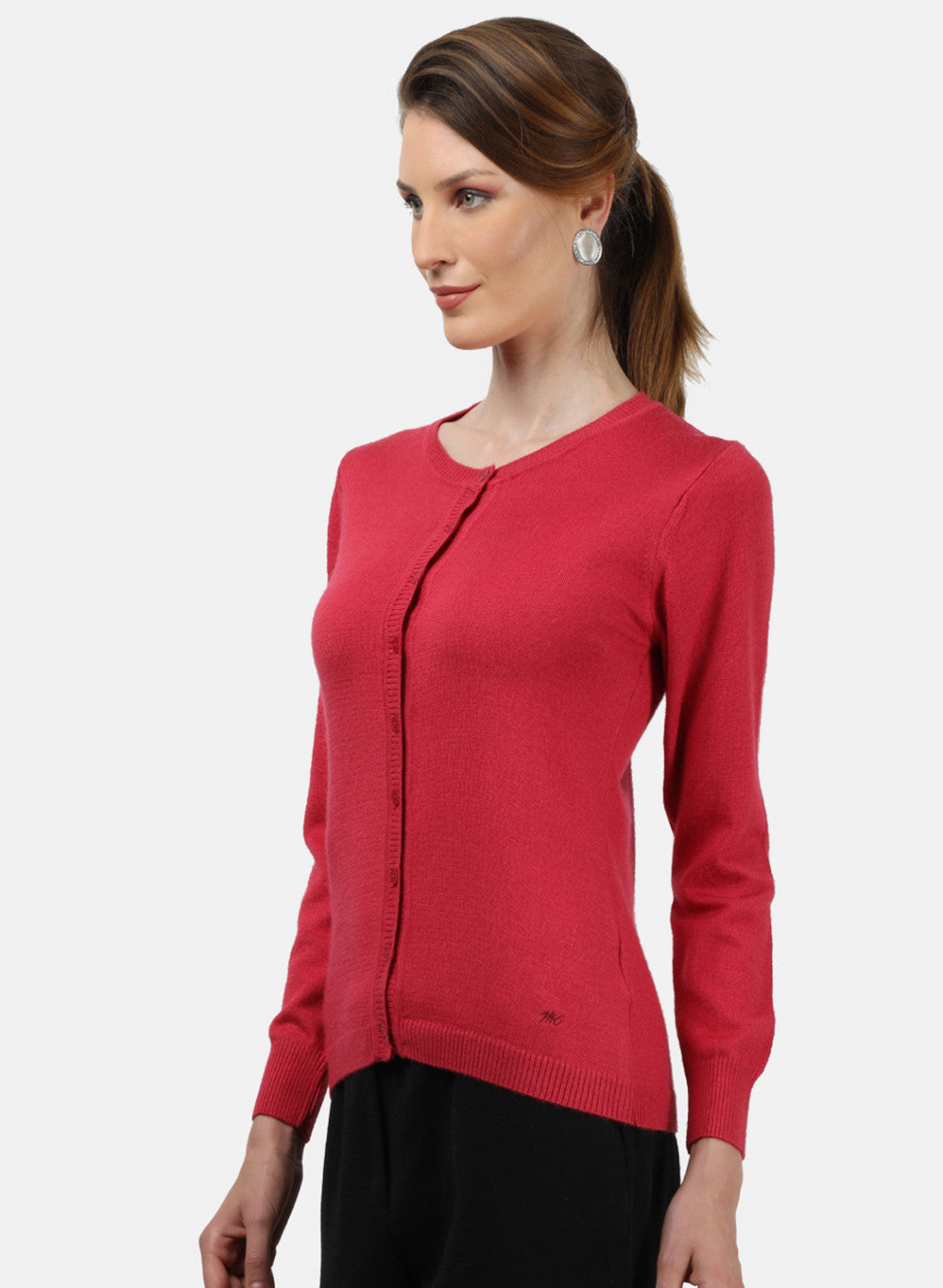 Women Pink Solid Cardigan