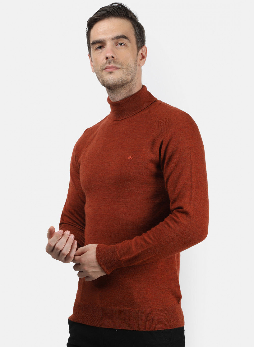 Men Orange Solid Pullover