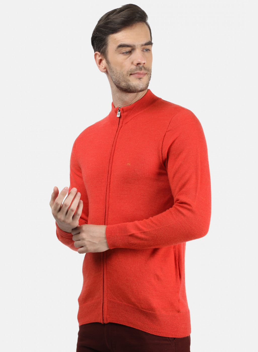 Men Orange Solid Pullover