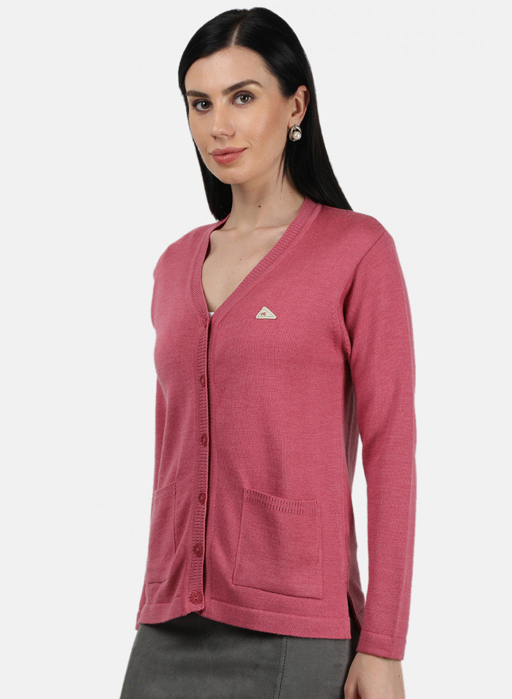 Women Pink Solid Cardigan