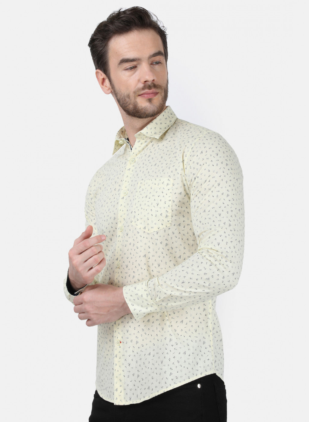 Mens Beige Printed Shirt